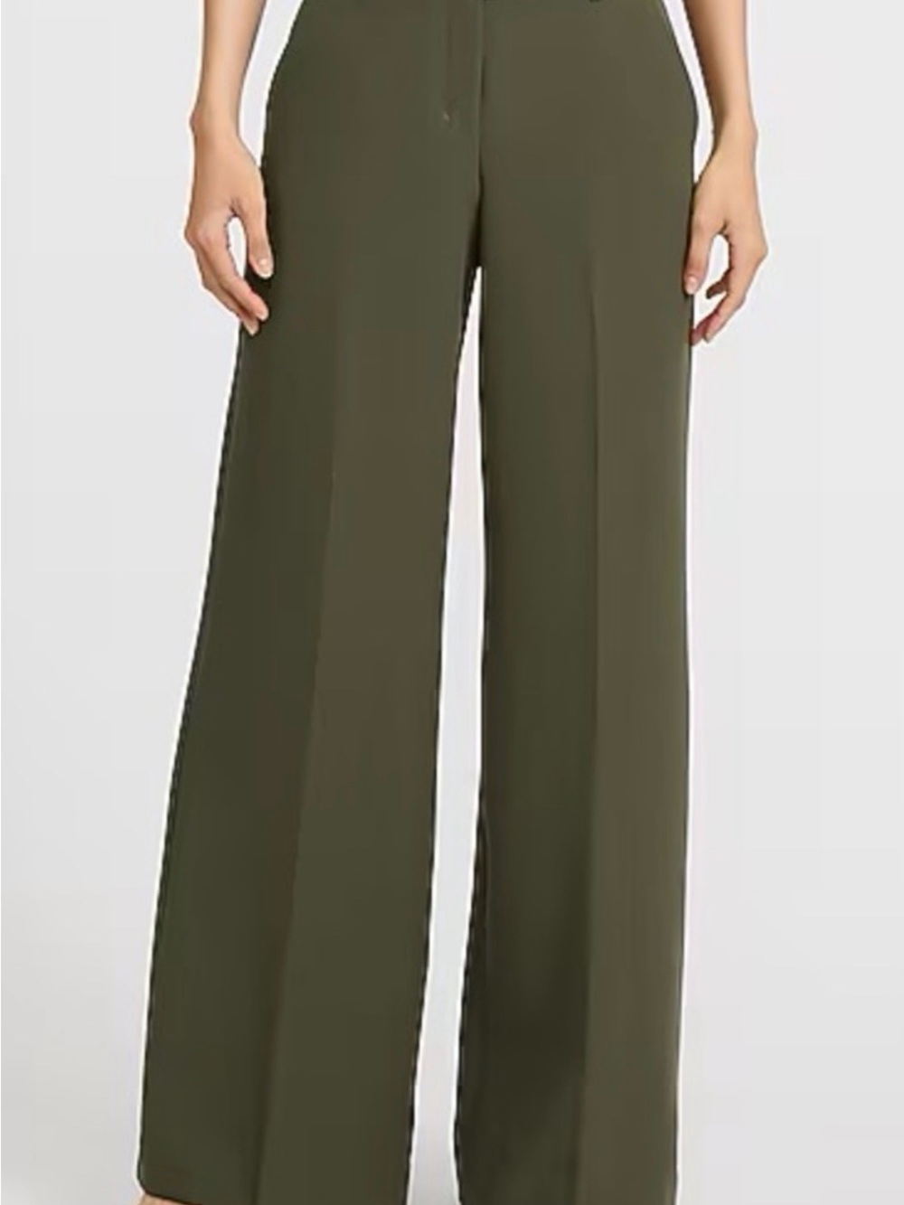 Express Editor Mid Rise Olive Green Trousers